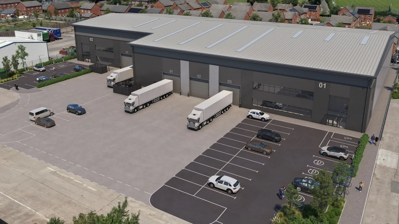 CGI of the Power Jet Units 1 and 2 service yard and car parking